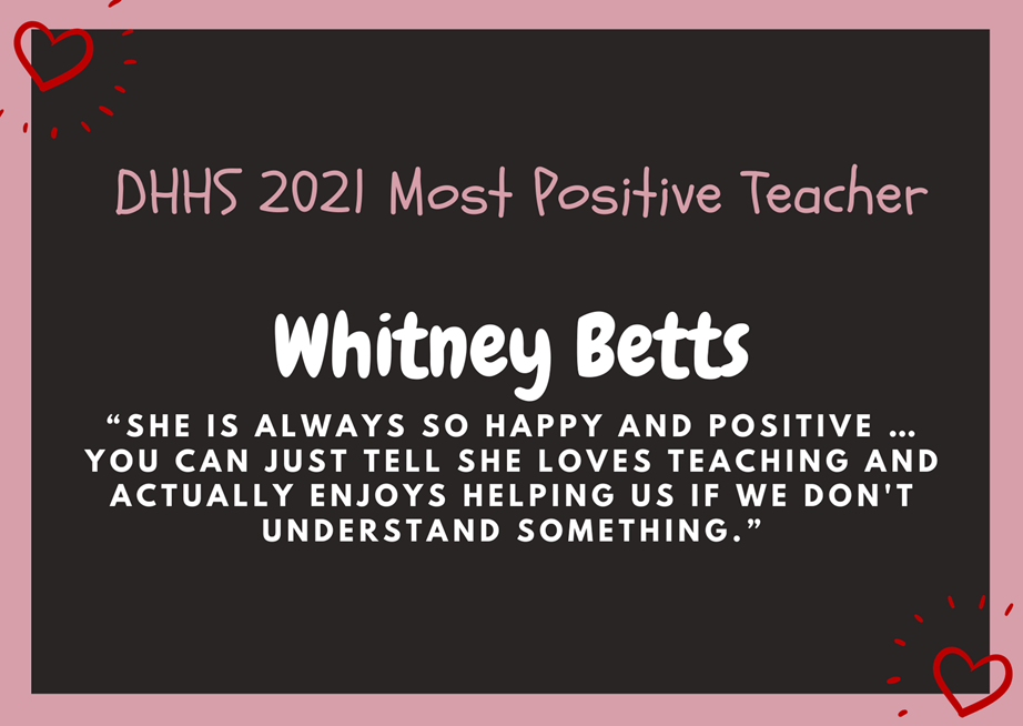 Most positive teacher Whitney Betts-Lawson