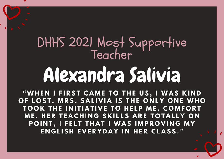 Most supportive teacher Ms. Salivia